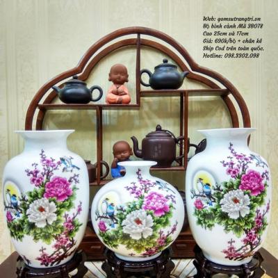 Bộ bình cảnh Hoa mẫu đơn